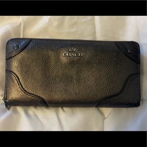 Coach zip around wallet- dark grey/pewter